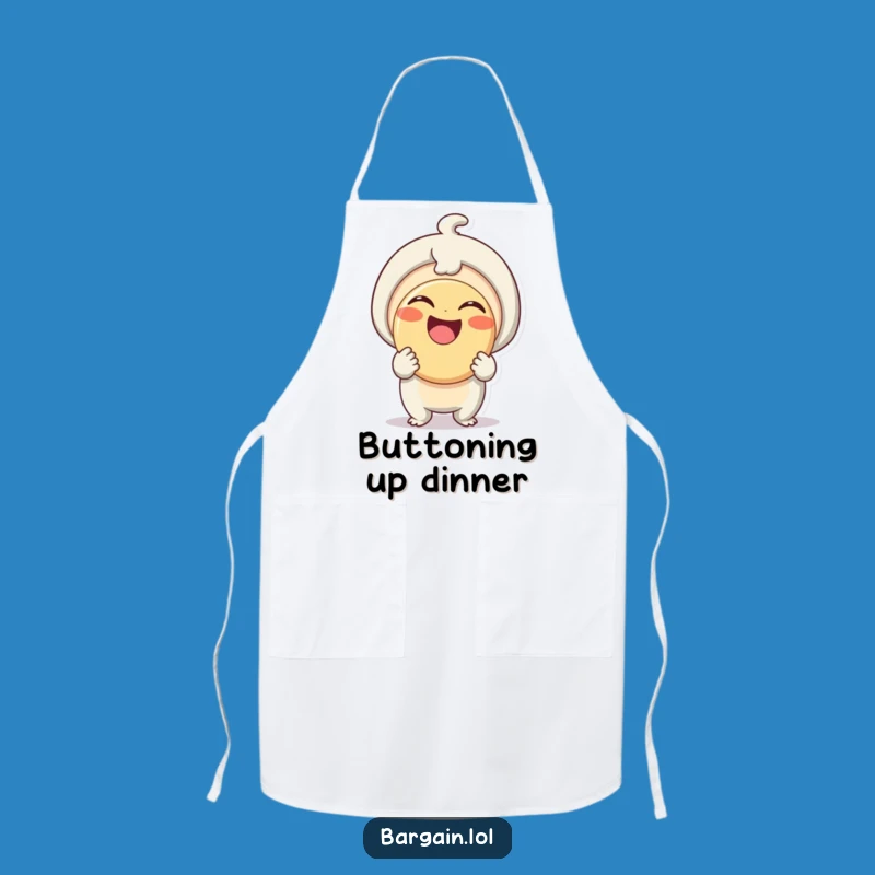 Funny Kitchen Button Apron: Cook Up Smiles with This Delightful Being and Giant Button!