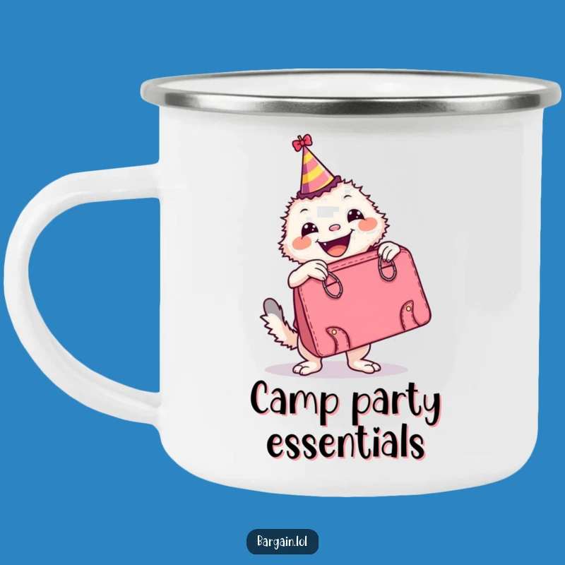 Funny Camp Mug: Party Creature with Retro Handbag - Outdoor Celebration Gift