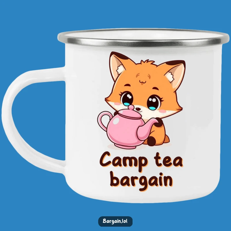 Adventure-Ready Funny Kawaii Fox Camping Mug: Teapot Charm