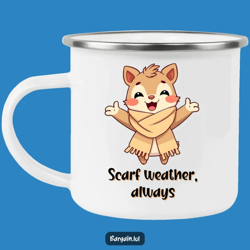 Funny Camp Mug: Creature Hugs Fashionable Scarf - Outdoor Cozy Gift