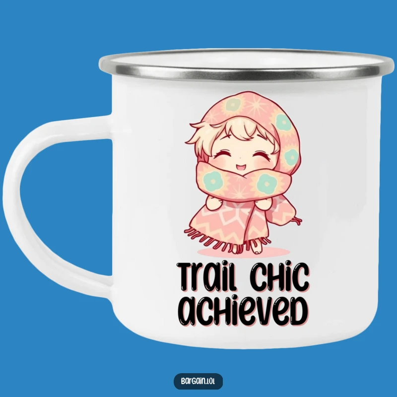 Funny Enamel Mug: Radiant Smile, Giant Scarf - Outdoor Funny Gift
