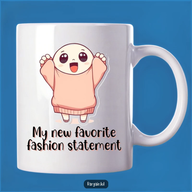 Funny Sweater Lover Mug: Round Character's Thrift Find Gift for Fashionistas