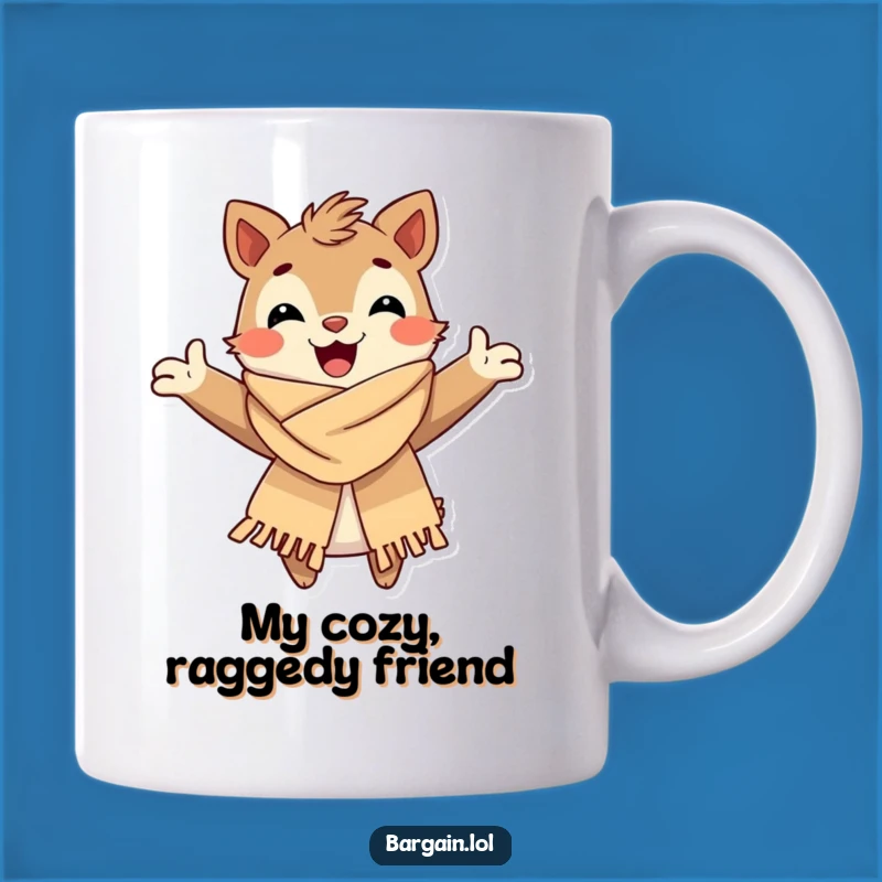 Funny Fashionista Creature Mug: A Happy Embrace of a Chic, Tattered Scarf Gift