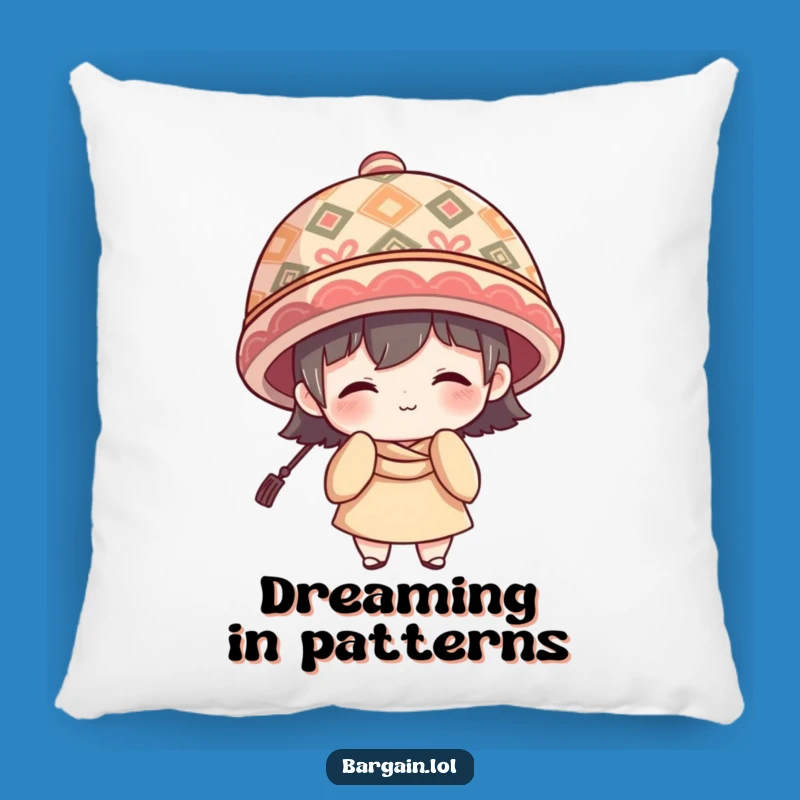 Funny Shy Smile Hat Pillow - Quirky Patterned Comfort Gift