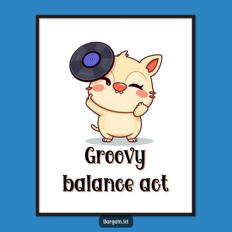 Funny Digital Art: Creature Balancing Vinyl - Instant Music Decor Gift