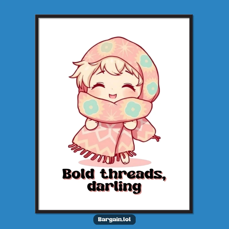 Funny Digital Art: Radiant Smile, Giant Scarf - Instant Funny Gift Print