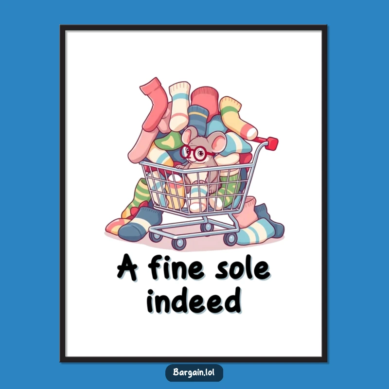 Funny Sock Mouse Digital Art: Laundry Mystery Download, Perfect Wall Art Gift