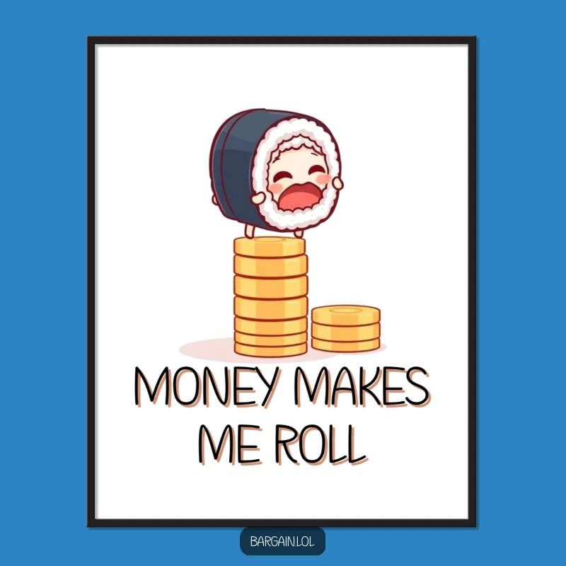 Funny Sushi Balance Digital Art: Hilarious Printable Decor