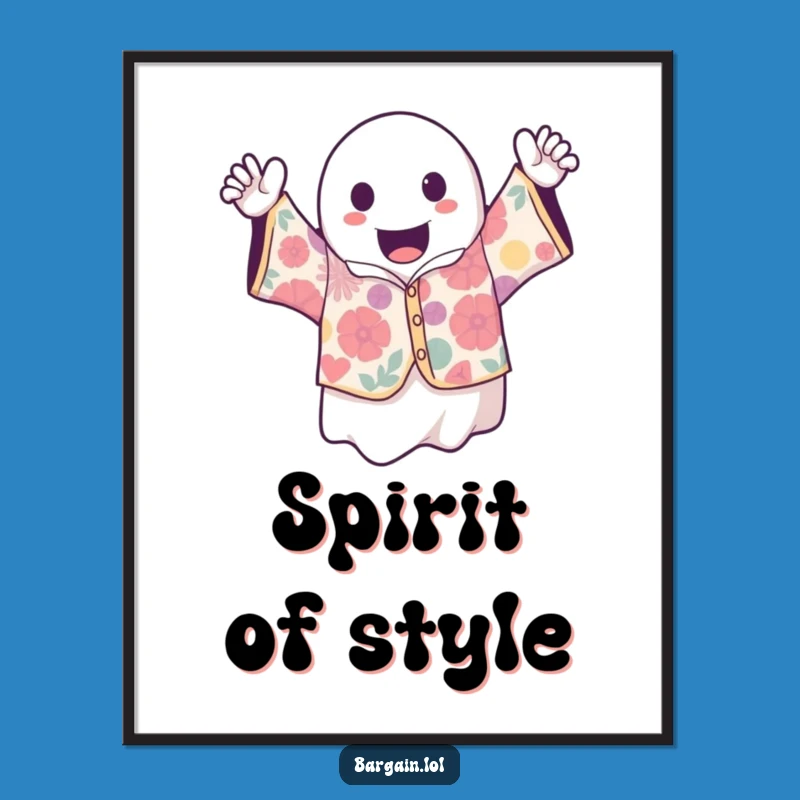 Funny Kawaii Ghost Digital Print: Printable Spooky Vintage Art Gift