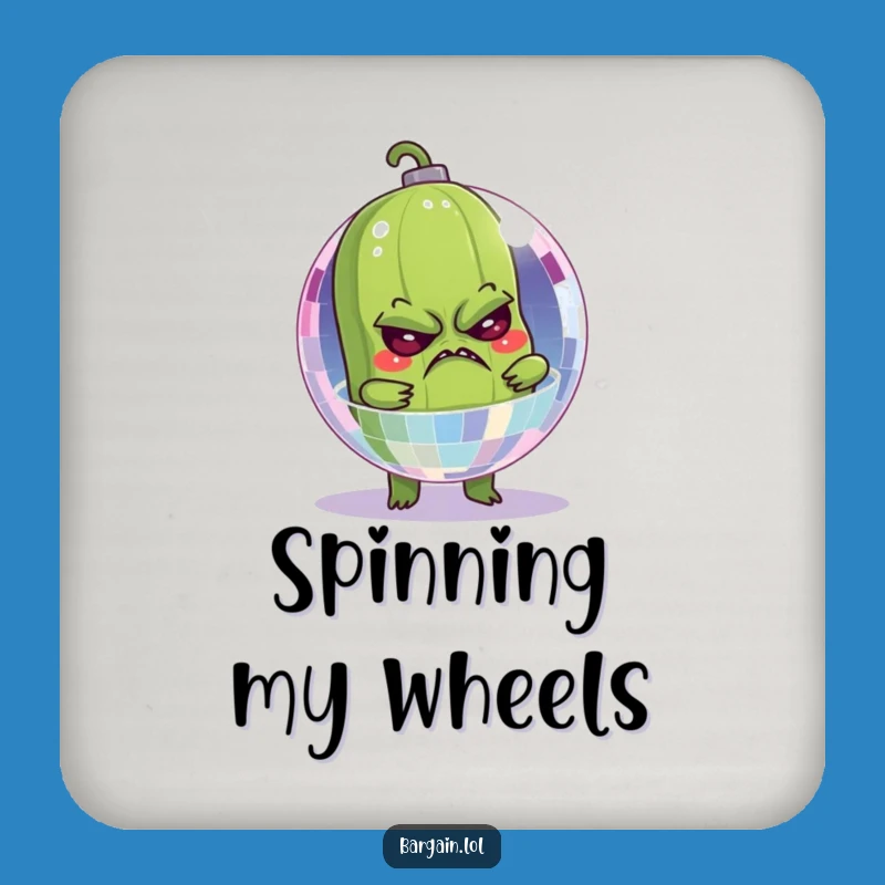 Funny Grumpy Pickle Disco Ball Coaster: Protect Surfaces with Humor