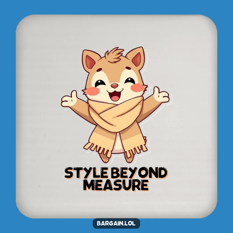 Funny Coaster Set: Creature Fashionably Embraces Tattered Scarf - Protect Your Surfaces