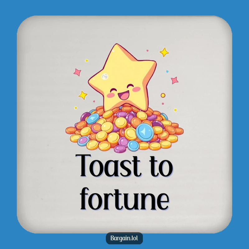 Funny Star Coins Drink Coaster - Protect Surfaces with Luck, Set of Funny Gifts
