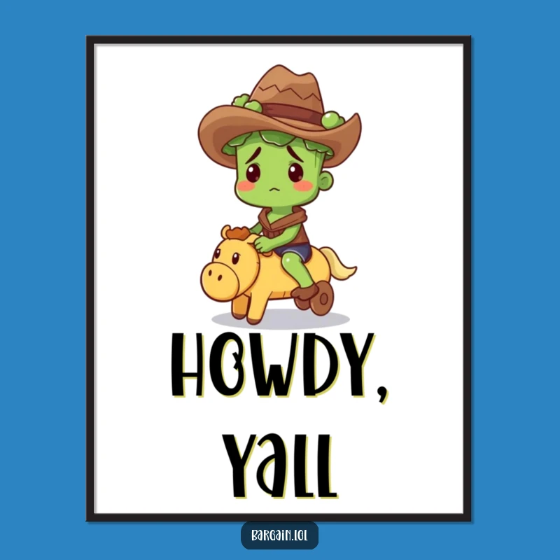 Funny Broccoli Cowboy Poster: Hilarious Western Wall Art