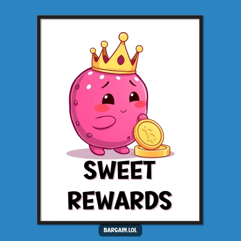 Funny Berry King Poster: Crowned Berry Art, Whimsical Funny Gift Decor