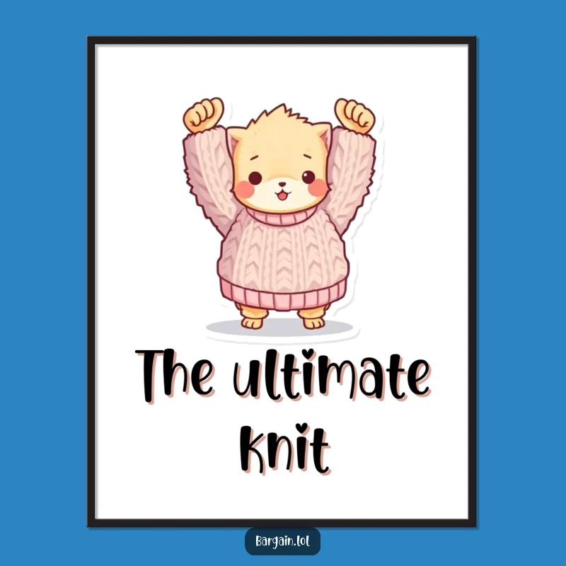Funny Sweater Fan Poster: Fuzzy Friend's Joyful Find, Wall Art Gift