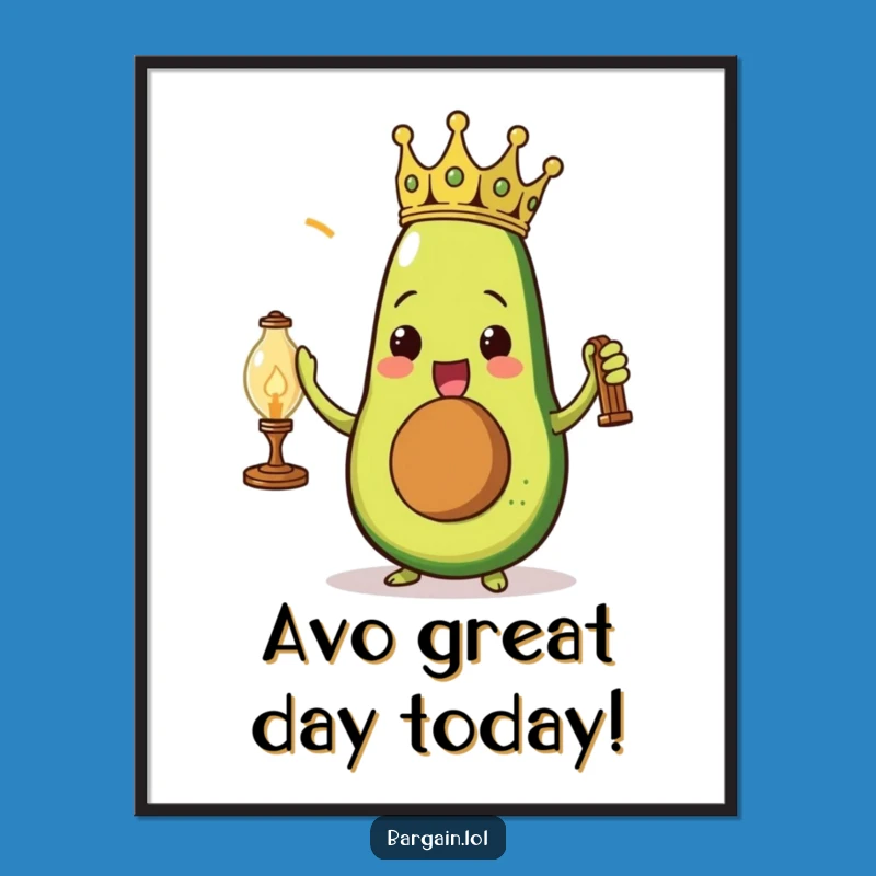 Free Printable Avocado King Art: Funny Royal Fruit Downloadable Wall Decor