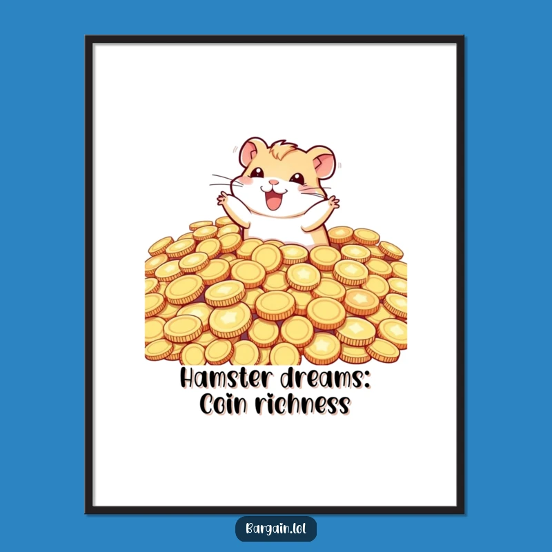 Free Printable Wall Art: Hamster Coin Dive - Dazzling Downloadable Decor!