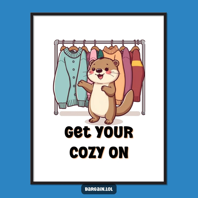 Funny Free Printable Wall Art: Otter's Happy Sweater Dance!