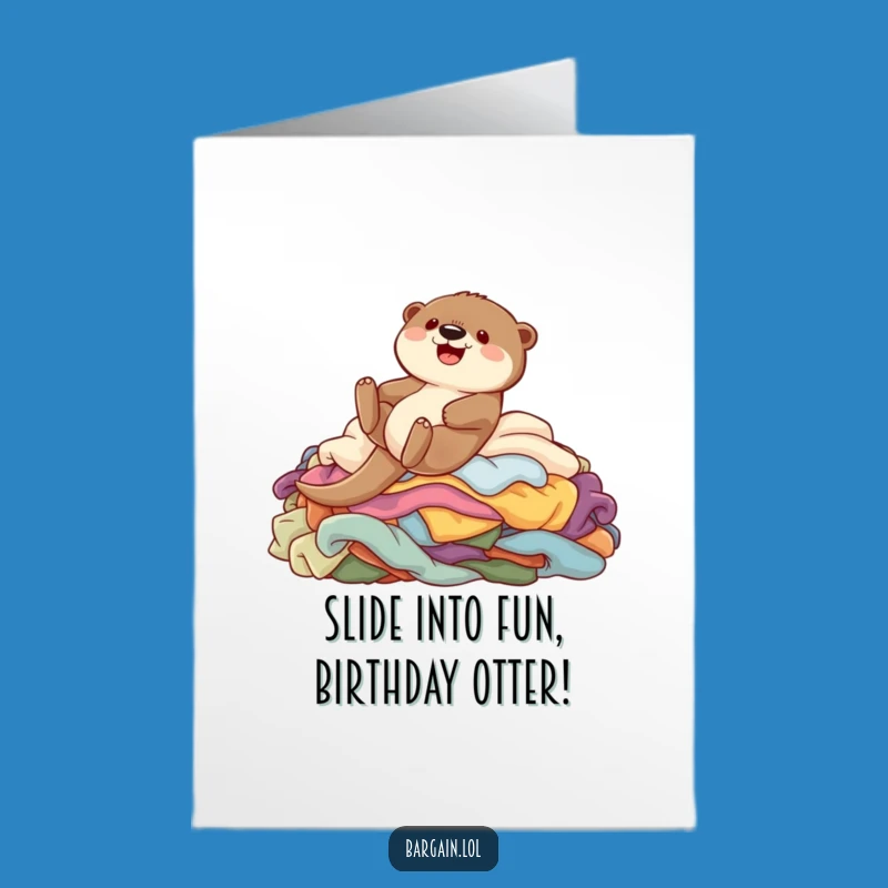 Free Printable Birthday Card: Otter Slide Funny Downloadable Gift