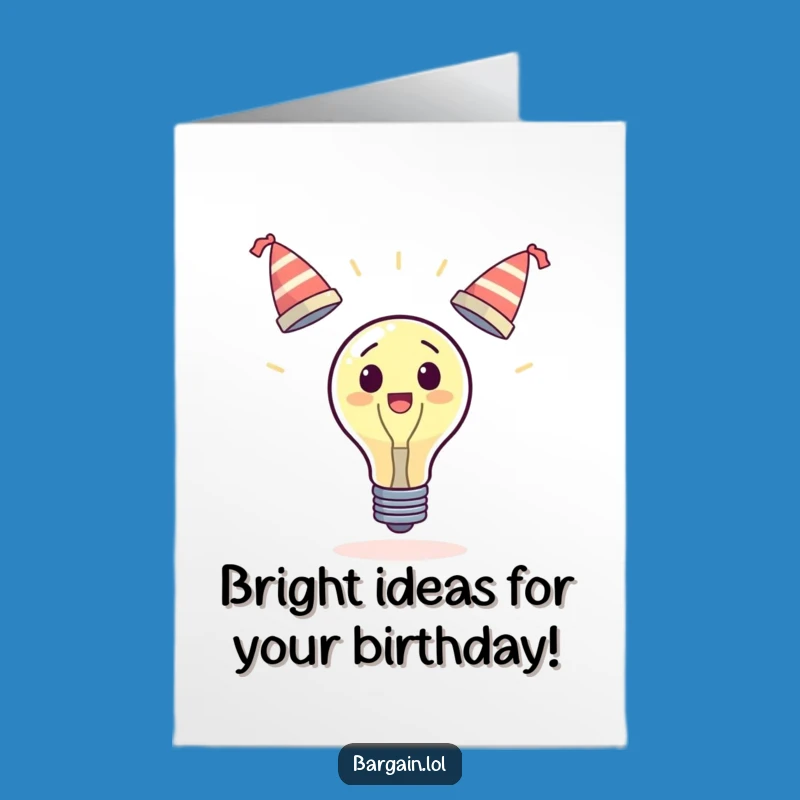 Free Printable Birthday Card: Surprised Lightbulb Juggling Hats, Funny Downloadable Gift