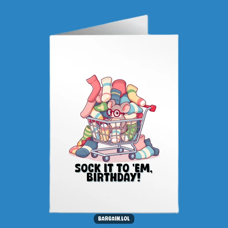 Free Printable Sock Mouse Birthday Card: Funny Laundry Humor Downloadable Gift