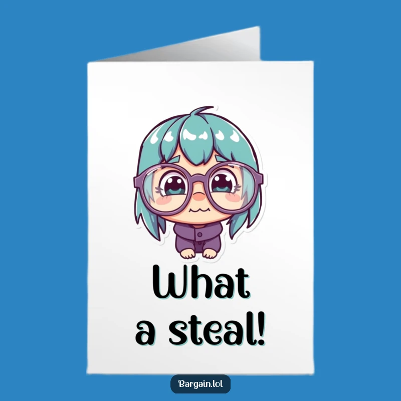 Congrats Free Printable Card: Bargain Spotter in Quirky Glasses, Downloadable Gift