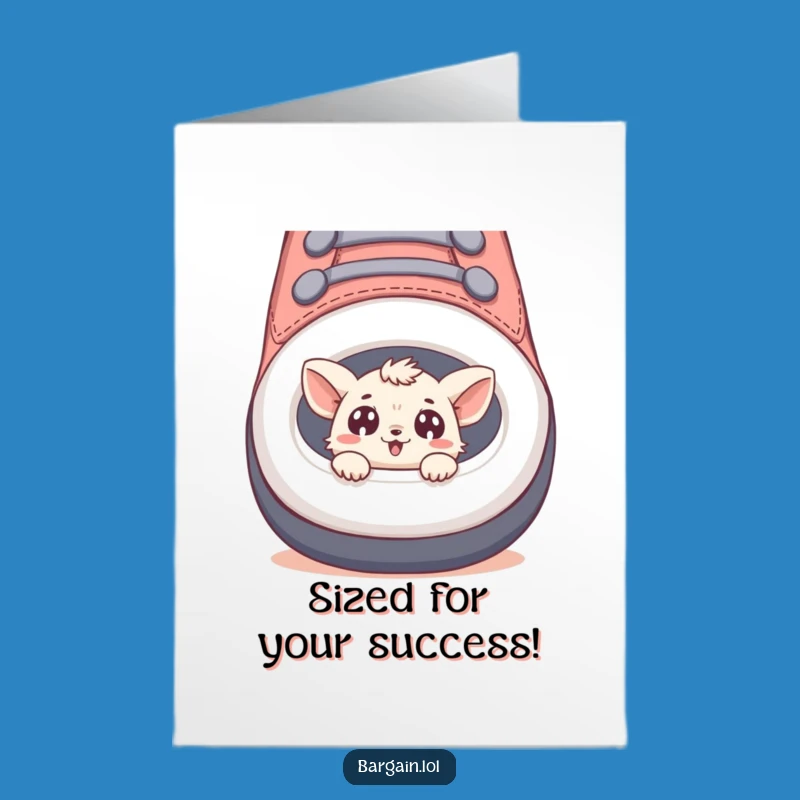 Free Printable Congrats Card: Tiny Creature Shoe Joy Funny Downloadable Gift