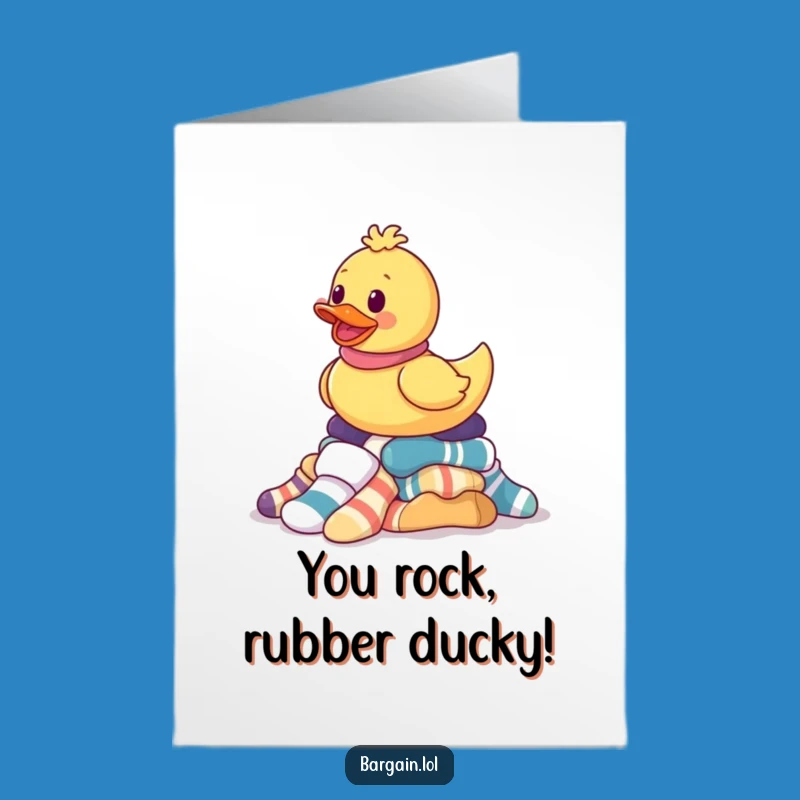 Free Printable Rubber Ducky Congrats Card: Sock Balance Triumph DIY Downloadable