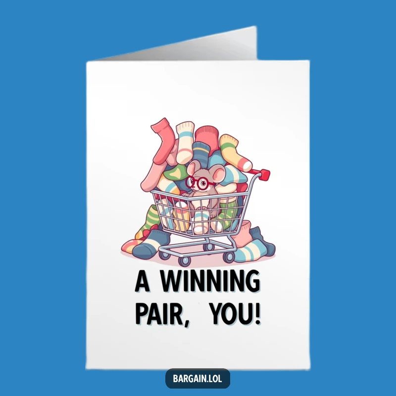 Free Printable Sock Mouse Congrats Card: Witty Laundry Surprise Downloadable Gift