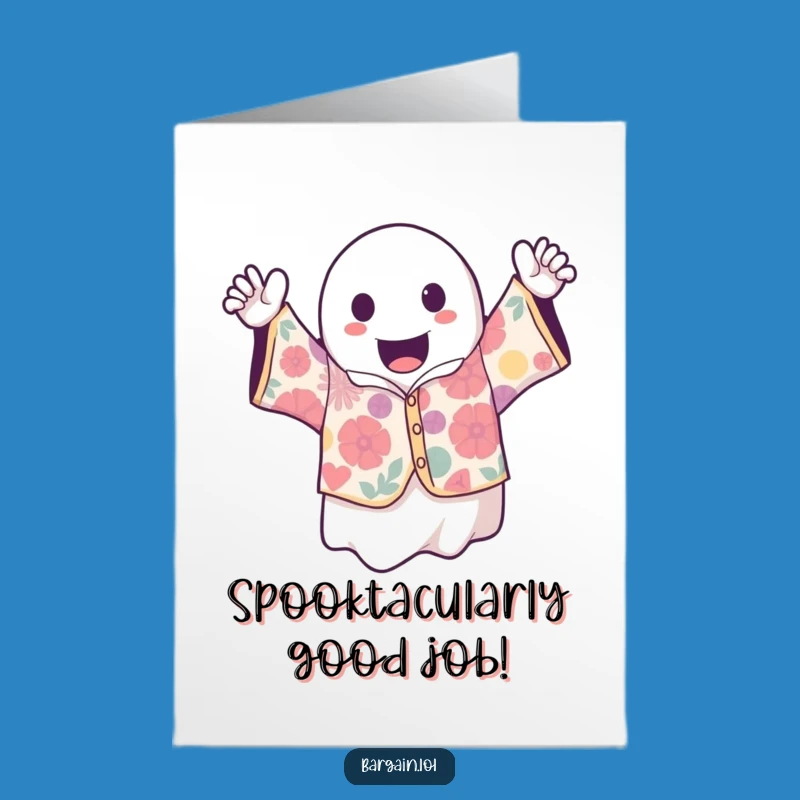 Free Printable Congrats Card: Kawaii Ghost Vintage Chic Funny Downloadable Gift