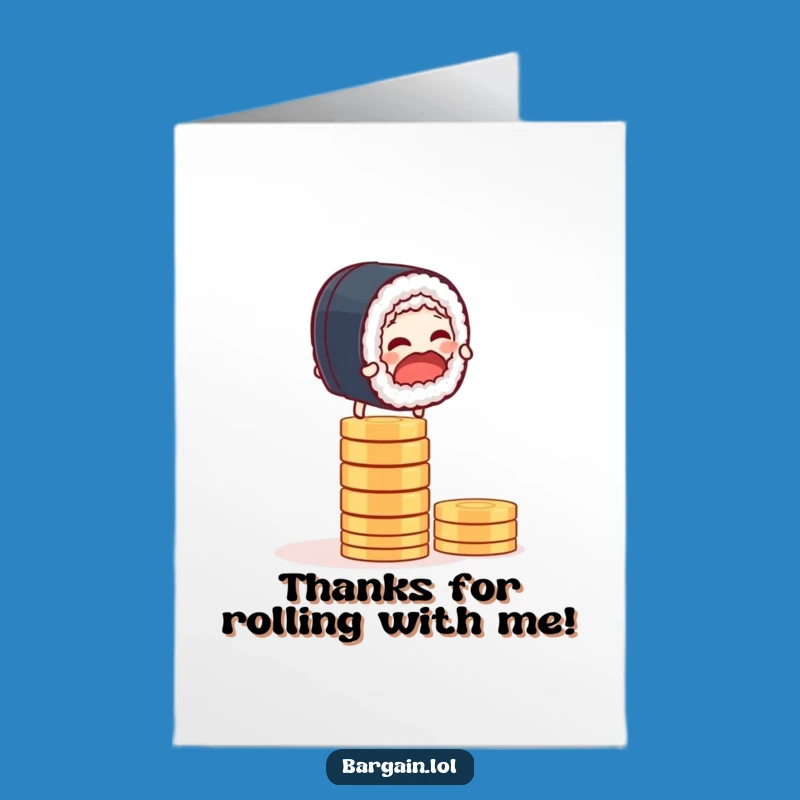 Free Printable Funny Thank You Card: Sushi Coin Balance Gratitude