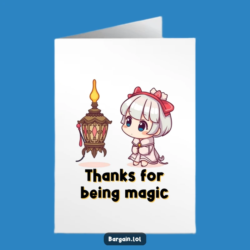 Free Printable Thank You Card: Curious Lamp Character, Funny Downloadable Gift