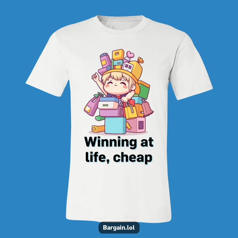 Funny Bargain Haul T-Shirt: Cute Character's Shopping Triumph Tee