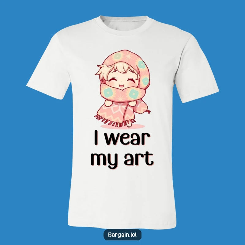 Funny Character Big Scarf Smile T-Shirt - Whimsical Wearable Art Funny Gift
