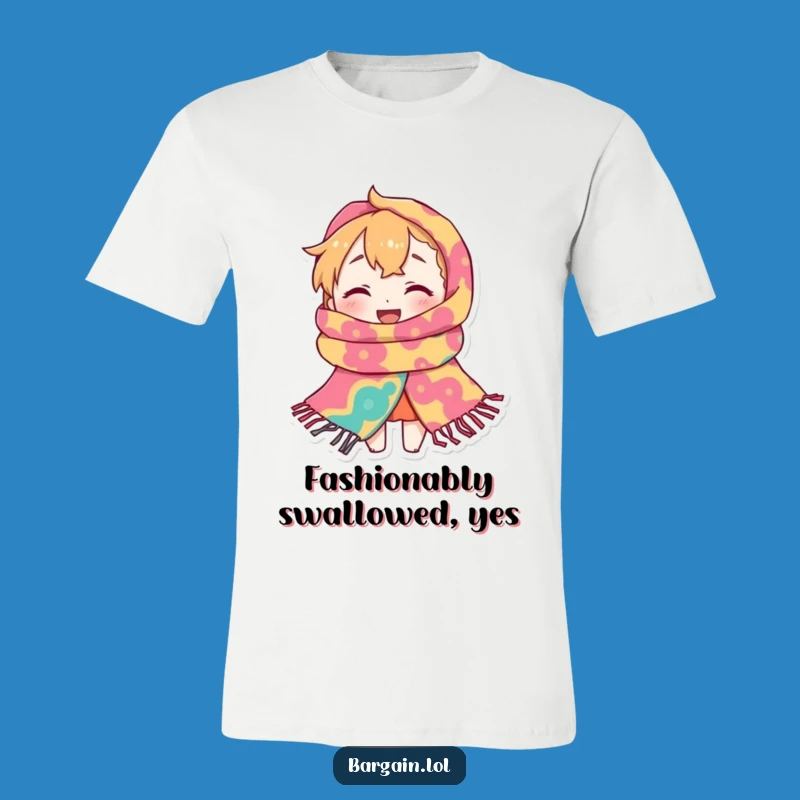 Funny Scarf Monster Tee: Tiny Character Lost in Huge Scarf, Wearable Fun Gift!