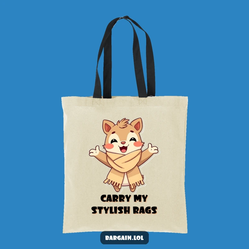 Funny Creature Tote Bag: Fashionable Tattered Scarf Carry-All - Chic & Happy Gift