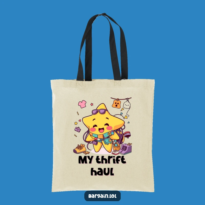 Funny Star Thrift Haul Tote: Humorous Bag for Market Finds