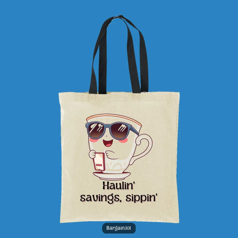 Funny Teacup Sunglasses Tote Bag: Carry Your Style and Savings